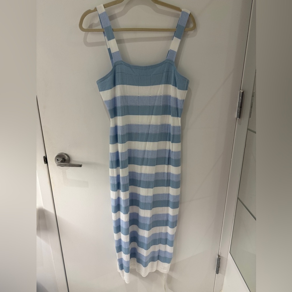 Blue and White Striped Bodycon Dress